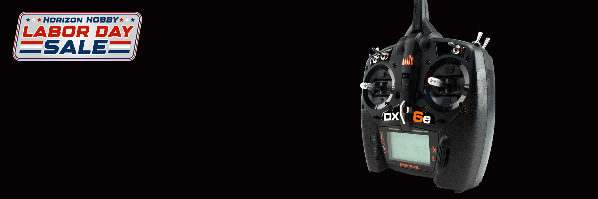 Spektrum DX6e 6-Channel DSMX RC Transmitter with Labor Day Sale Logo Spektrum DX6e 6-Channel DSMX RC Transmitter with Labor Day Sale Logo