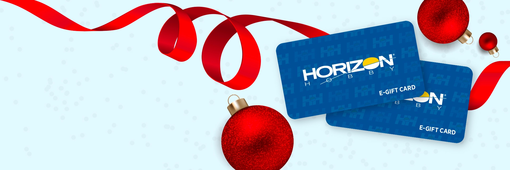 Horizon Hobby E-Gift Card Banner with red ribbon and blue background Horizon Hobby E-Gift Card Banner with red ribbon and blue background