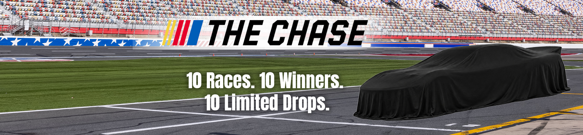 NASCAR The Chase logo with a veiled RC race car