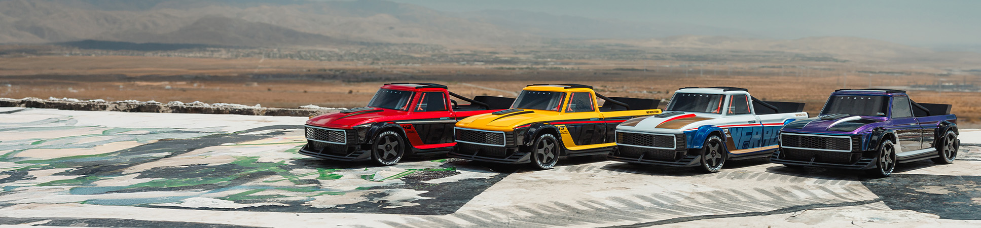 ARRMA INFRACTION GROM family shot including the limited-edition iridescent colorway