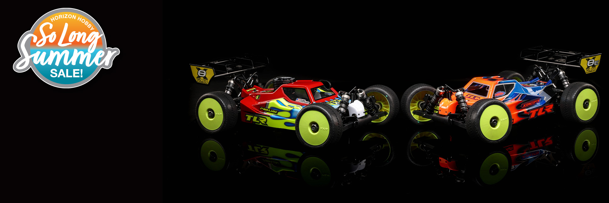 TLR Team Losi Racing 1/8 8IGHT-X/E 2.0 Combo 4X4 Nitro/Electric RC Race Buggy Kit with the So Long Summer Sale Logo