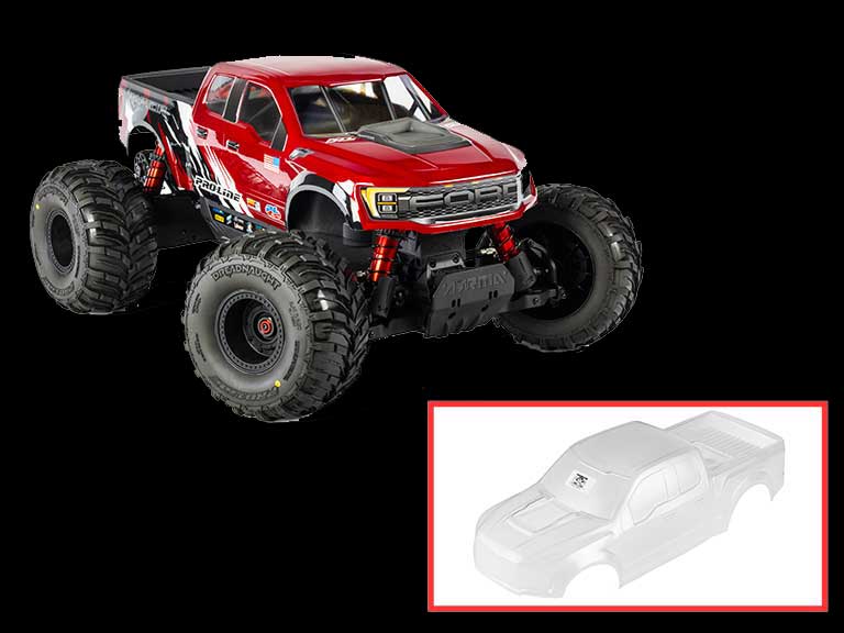 1/8 Pre-Cut 2017 Ford Raptor Clear Body: ARRMA QUAKE 4S
