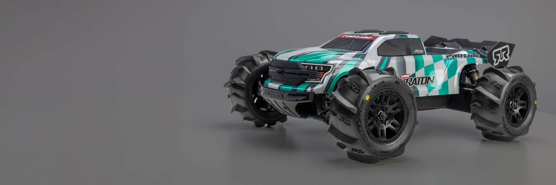 Pro-Line Limited Edition Brute Body Checkmate and Dumont F/R MT Tires Black Split Six for the ARRMA MINI KRATON RC Monster Truck