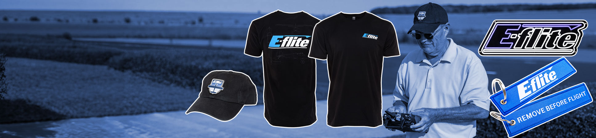 Apparel and Merch banner featuring E-flite fan gear and novelty items. Apparel and Merch banner featuring E-flite fan gear and novelty items.
