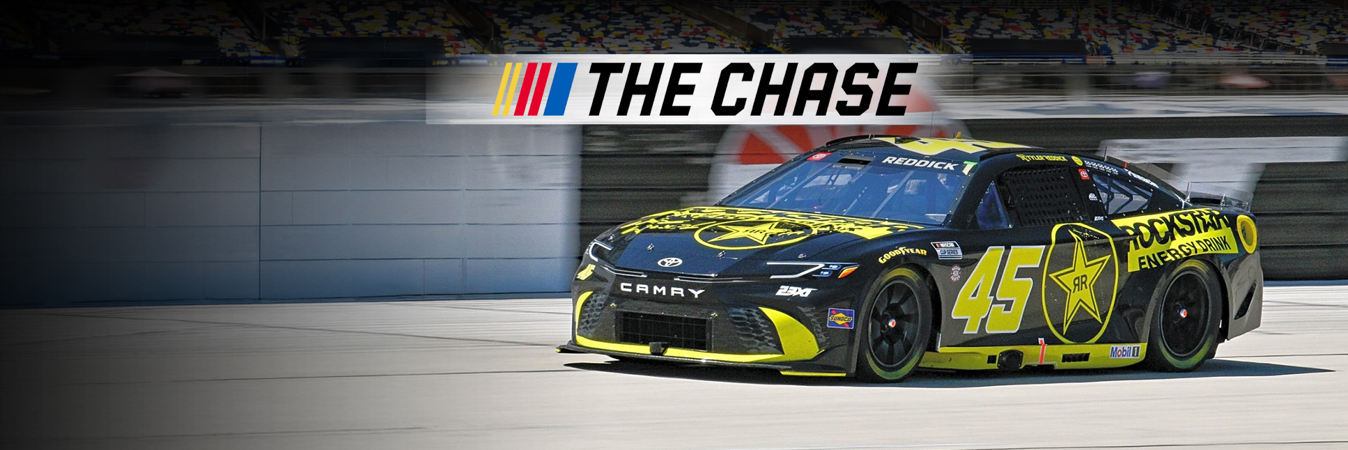 Tyler Reddick wins at Phoenix in the No. 45 Toyota Rockstar Energy Drink with The NASCAR Chase Logo