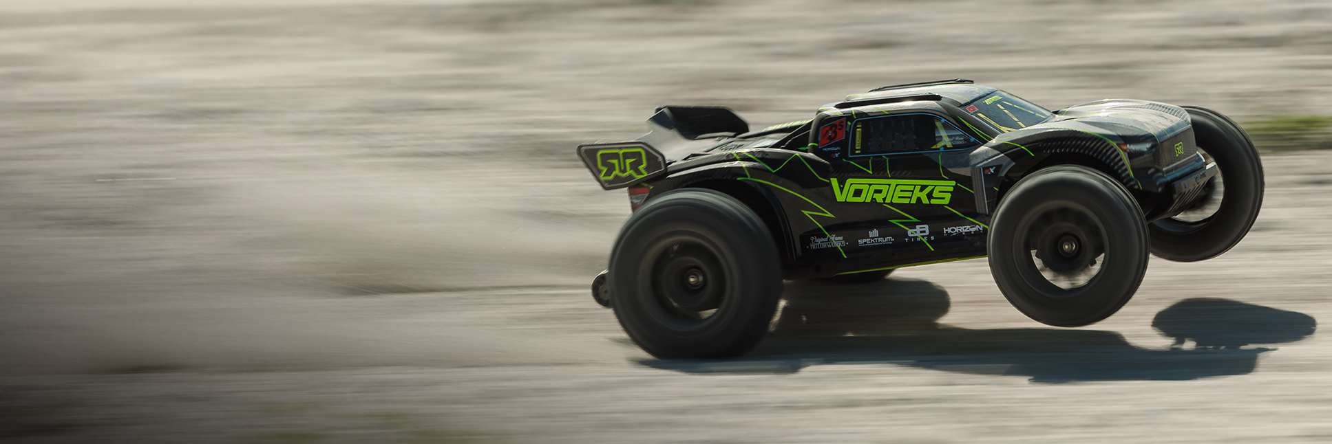Action Shot of ARRMA 1/10 VORTEKS 223S DSC 2WD Ready-to-Run Brushless RC Stadium Truck