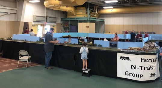 Heritage NTRAK set up at the 2024 Galesburg Railroad Days Heritage NTRAK set up at the 2024 Galesburg Railroad Days