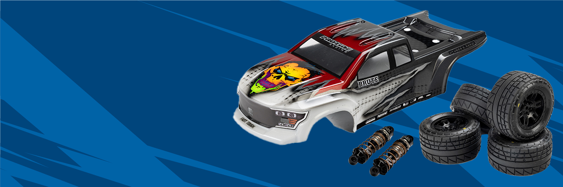 Pro-Line 1/16 Pre-Cut Brute Bodies, PowerStroke Oil-Filled Shocks, Menace Front/Rear Street Tires for the ARRMA MINI KRATON RC Speed Monster Truck