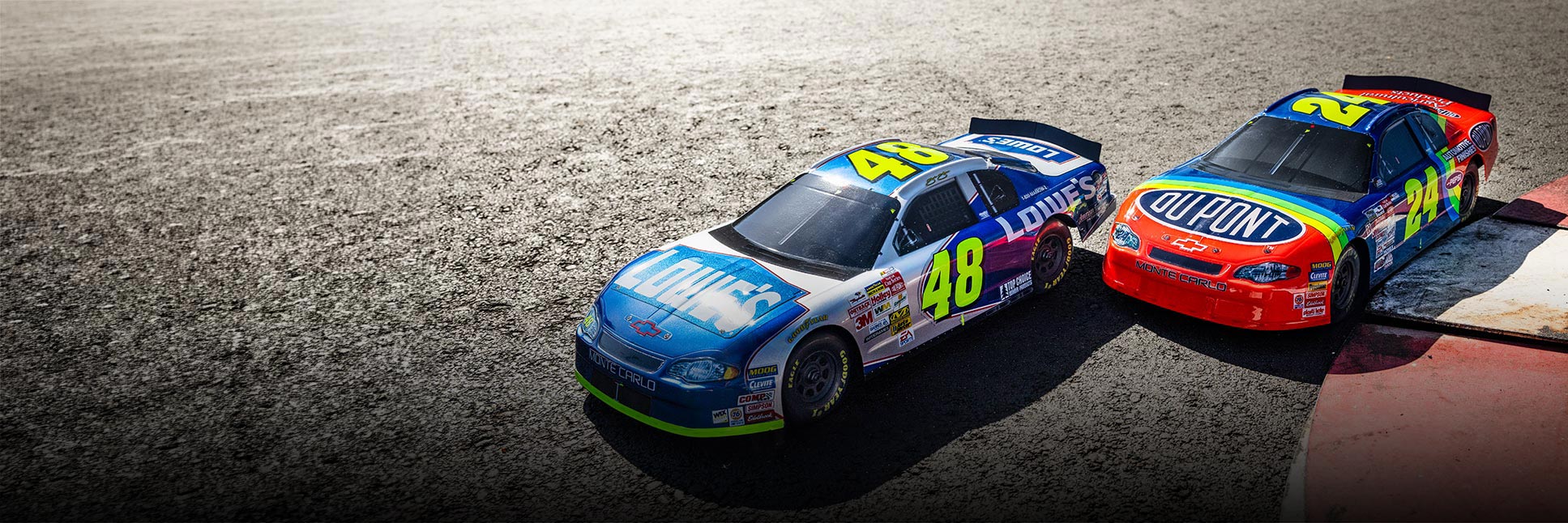 Losi 1/12 NASCAR RC Race Car Jeff Gordon No. 24 Dupont Chevrolet and Jimmie Johnson No. 48 Lowes Chevrolet Monte Carlo Losi 1/12 NASCAR RC Race Car Jeff Gordon No. 24 Dupont Chevrolet and Jimmie Johnson No. 48 Lowes Chevrolet Monte Carlo
