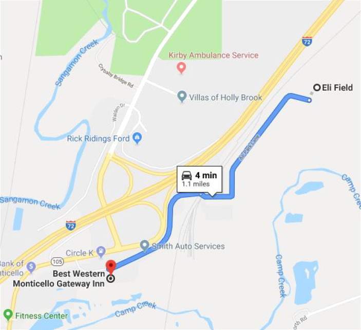 Google Map Image of Hotel Lodging for RC Fest