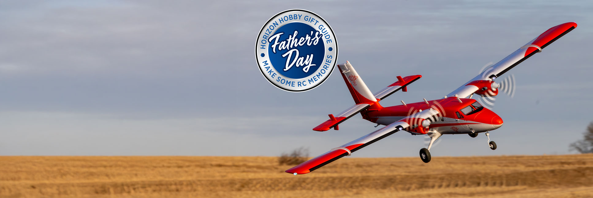 E-flite DHC-6 Twin Otter 1.4m Bind-N-Fly Basic with AS3X+ and SAFE Select RC airplane with the Horizon Hobby Father's Day logo E-flite DHC-6 Twin Otter 1.4m Bind-N-Fly Basic with AS3X+ and SAFE Select RC airplane with the Horizon Hobby Father's Day logo