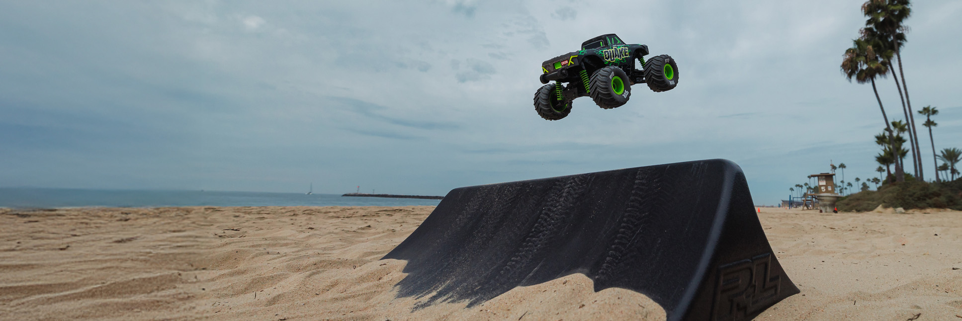 Pro-Line High Kicker RC Ramp with the ARRMA QUAKE GROM in mid air