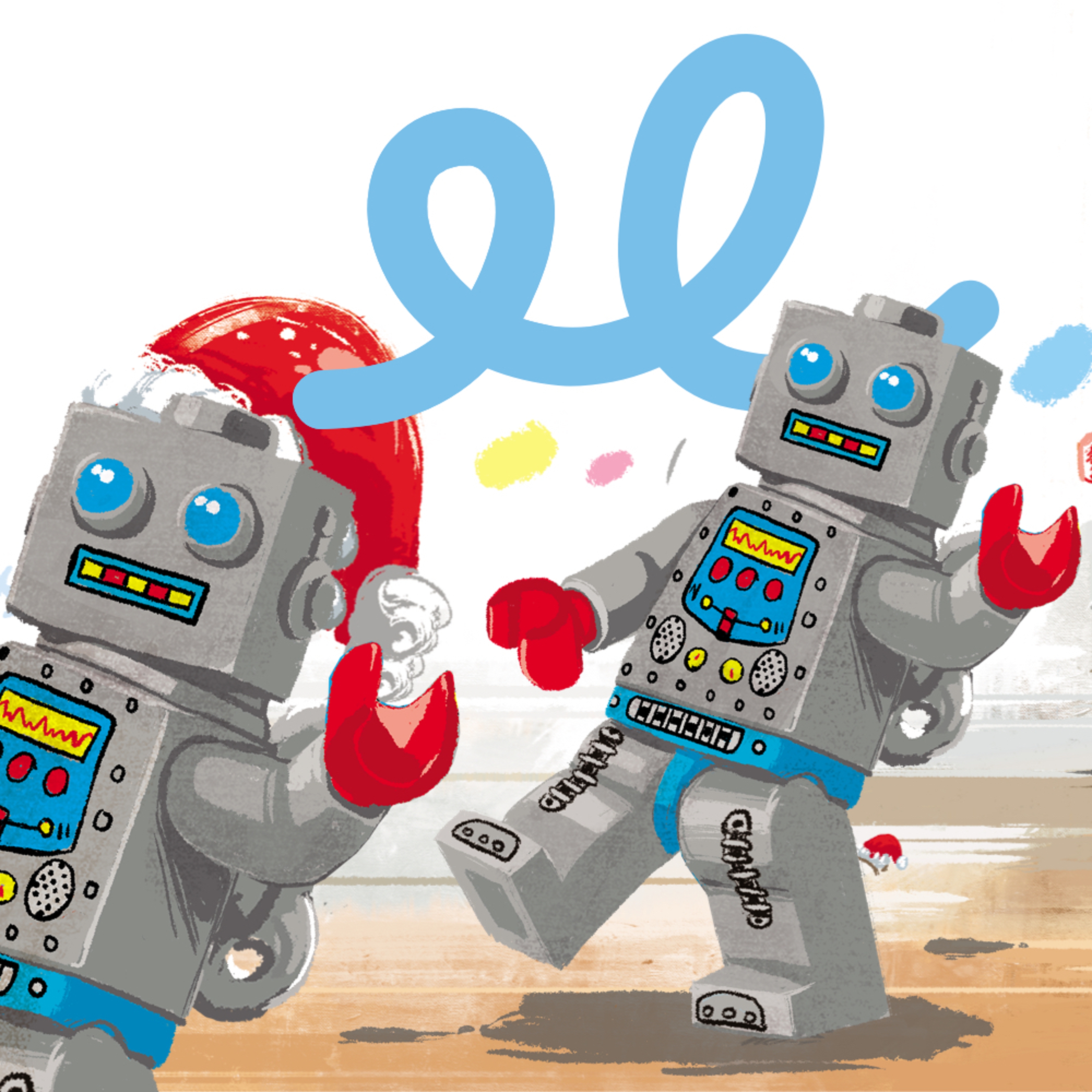 Robot minifigures dancing