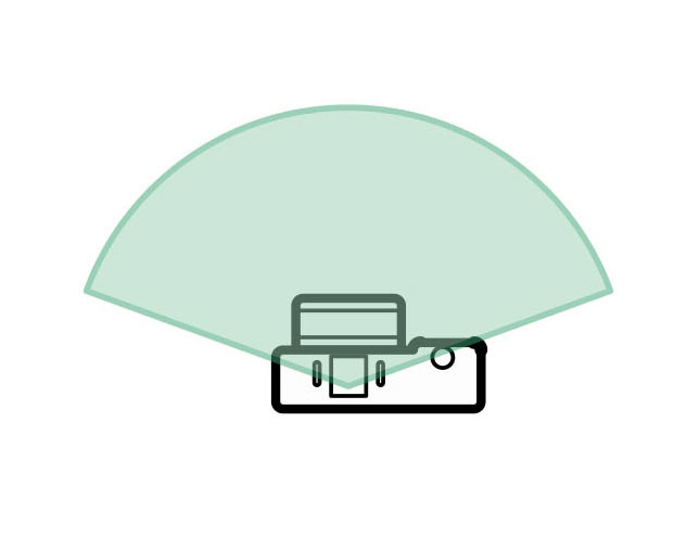 illustration of the front audio direction mode on the ZR cinema camera