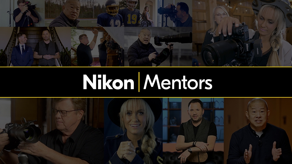 Mentors banner showing various instructors and the logo