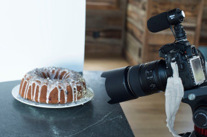 photo of cake and camera set up