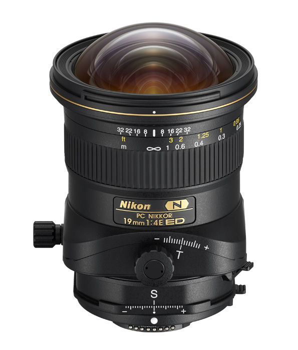 product shot of the PC NIKKOR 19mm f/4E ED lens