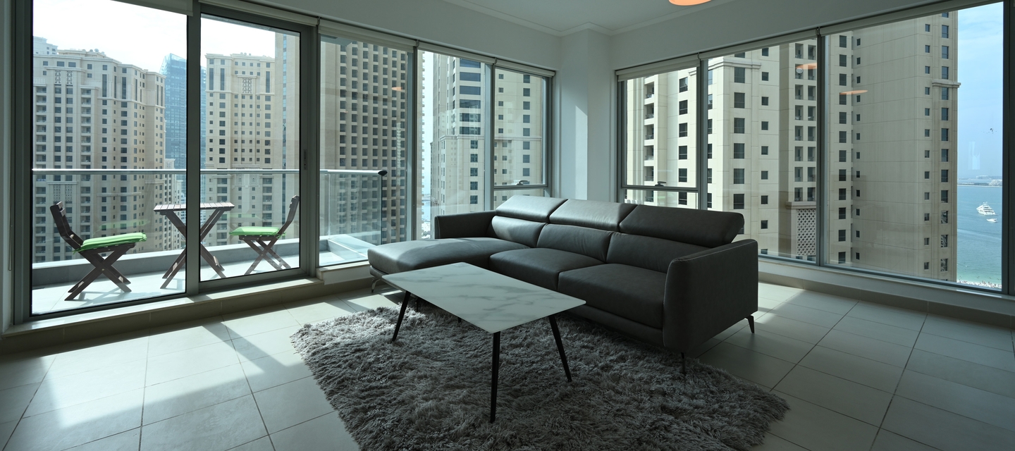 interior of a high rise apartment and view out the windows shot with the NIKKOR Z 14-30mm f/4 S lens