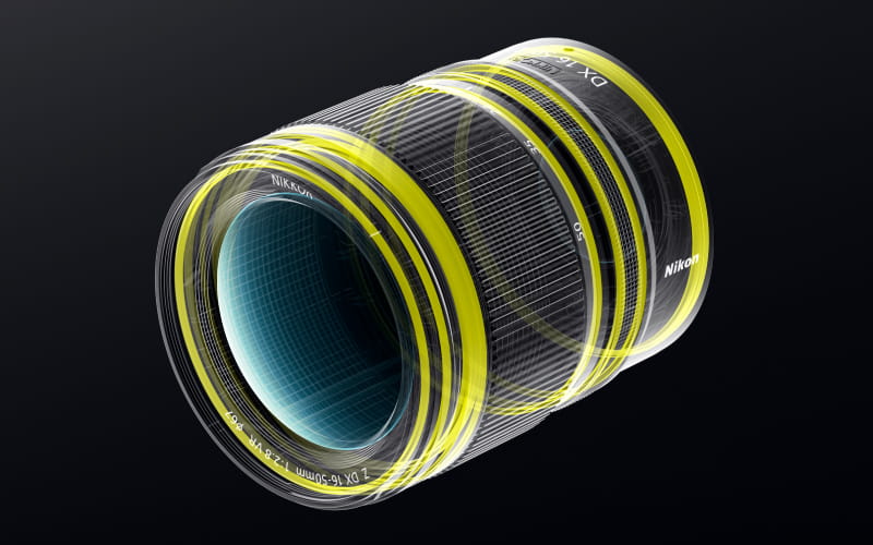 illustration of the seals of the NIKKOR Z DX 16-50mm f/2.8 VR lens