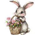 Cute bunny holding Easter basket