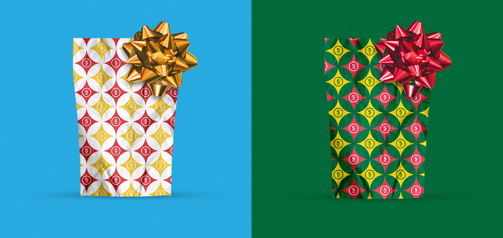 Three fancy choices for Select Branded holiday wrapping paper