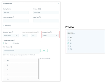 List of radio buttons