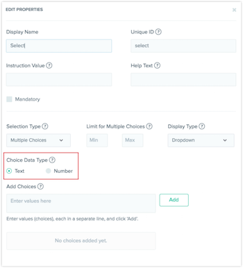 Choose between text field or number field