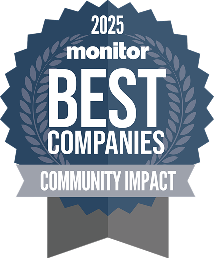Award Badge representing Monitor’s 2025 Best Companies in the Community Impact 