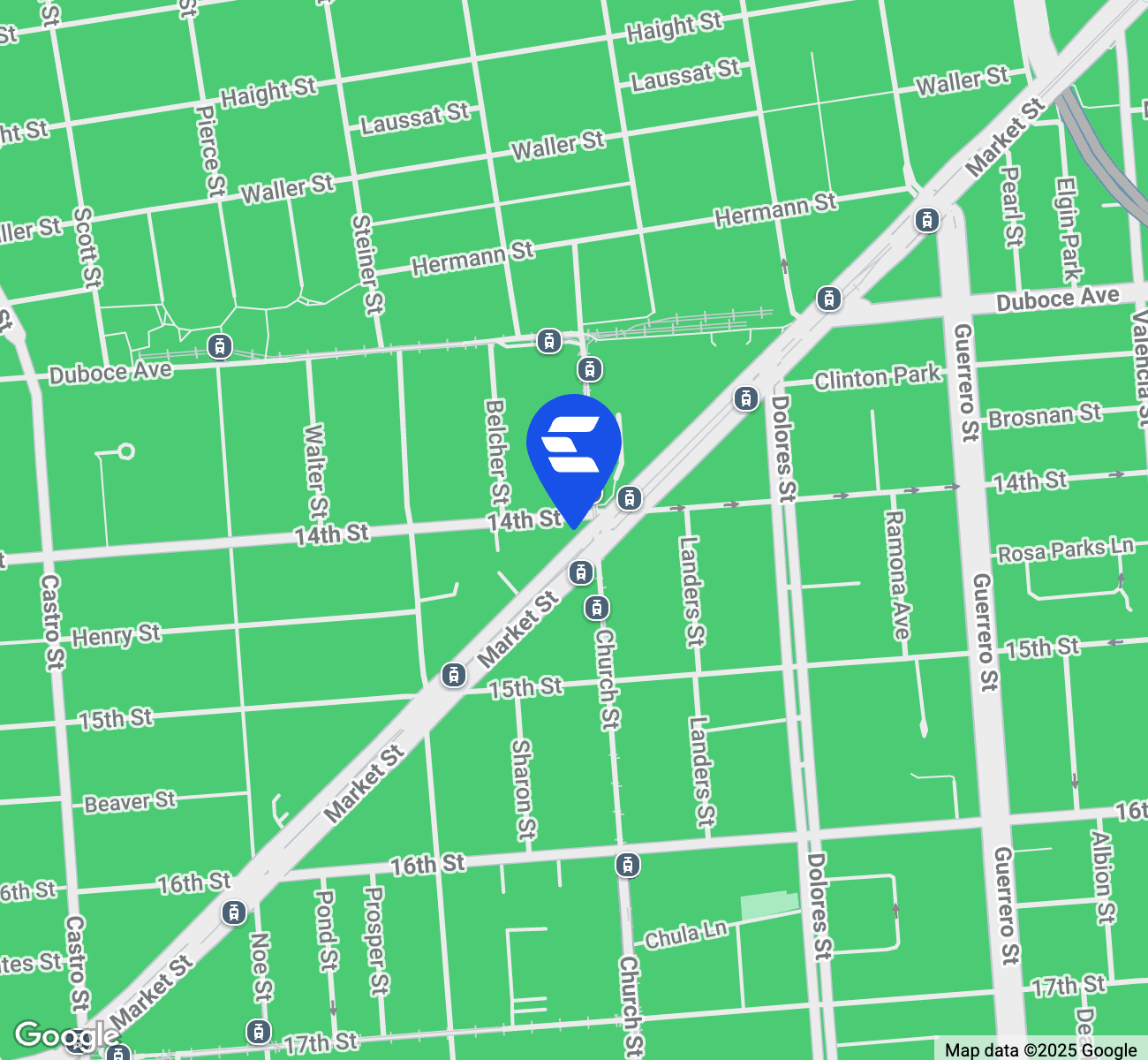 Map indicating location of Market Financial Center for Google Maps.