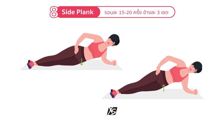 ท่า Side Plank Hip Up & Down
