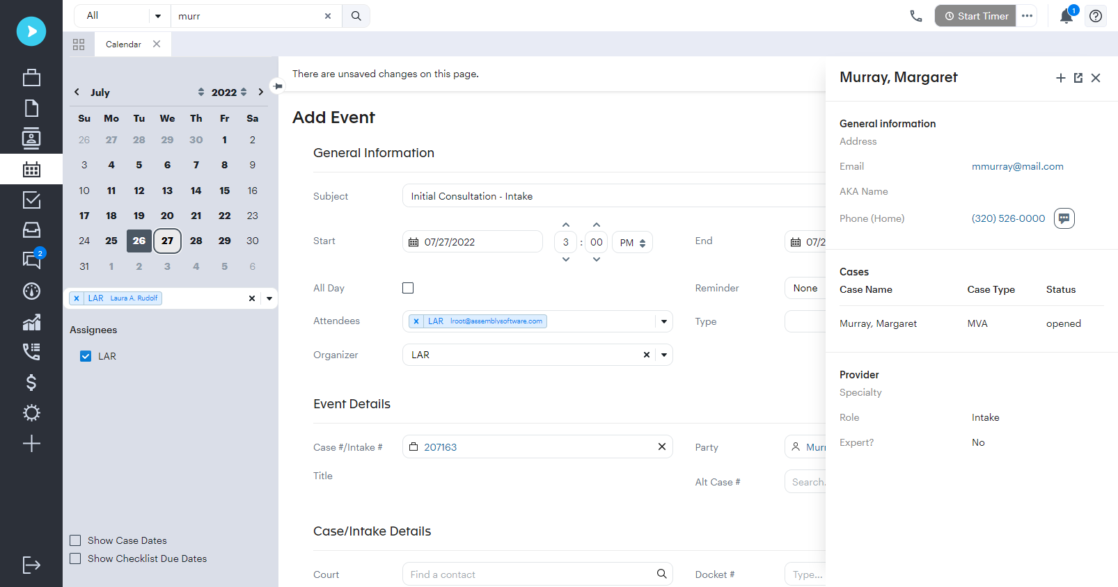 Neos Outlook/Calendaring/Checklist/Case Dates