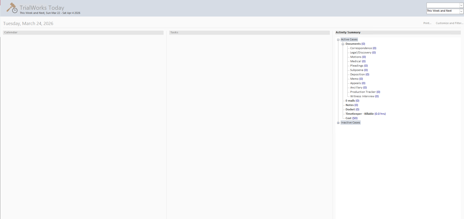 Trialworks Today Screen