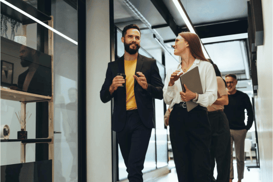 Image of co-workers walking