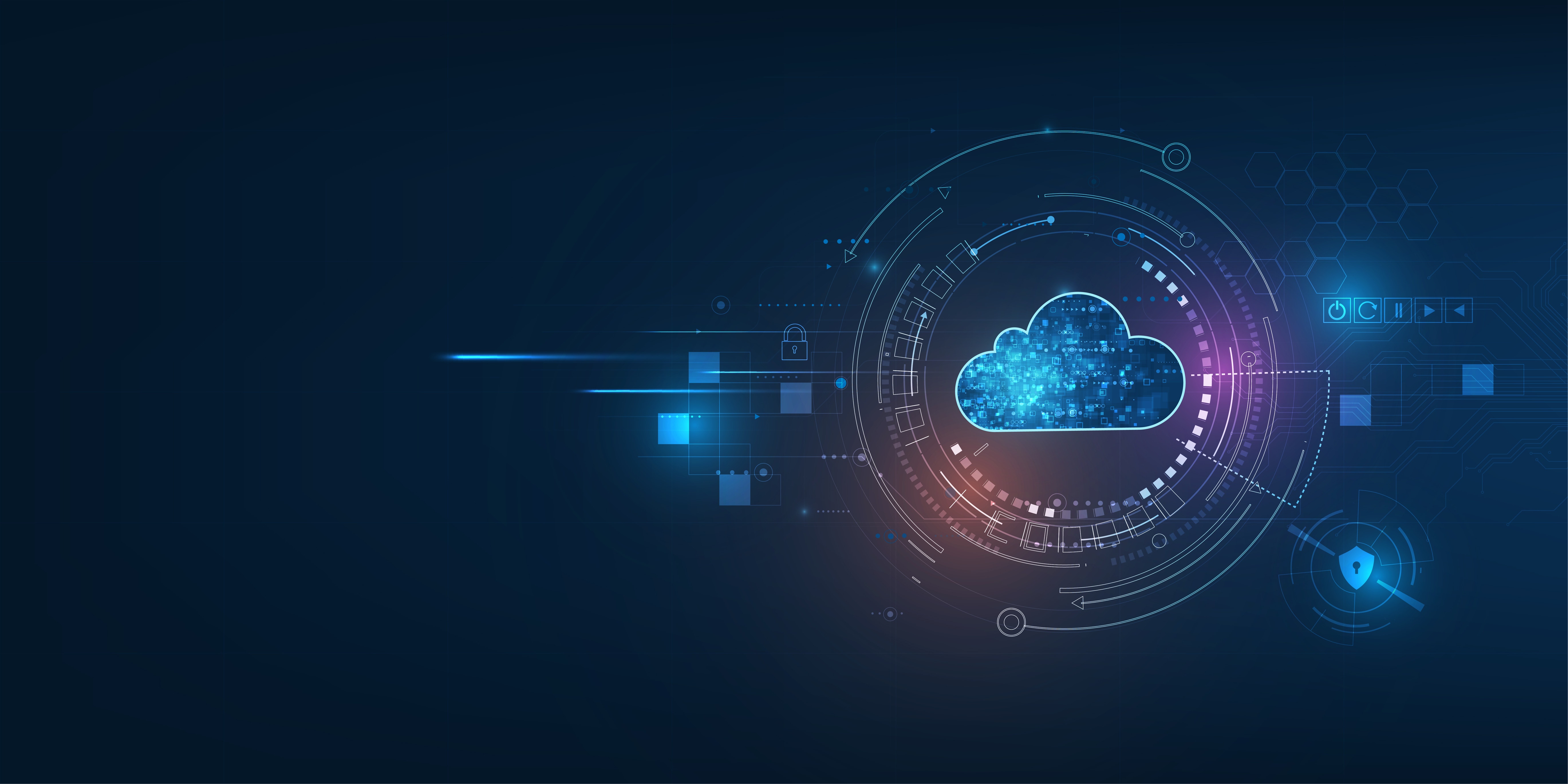 Graphic of cloud technology on black background