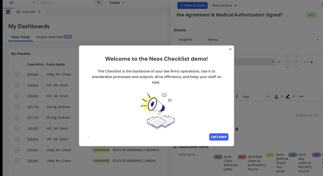 Neos Checklist Demo