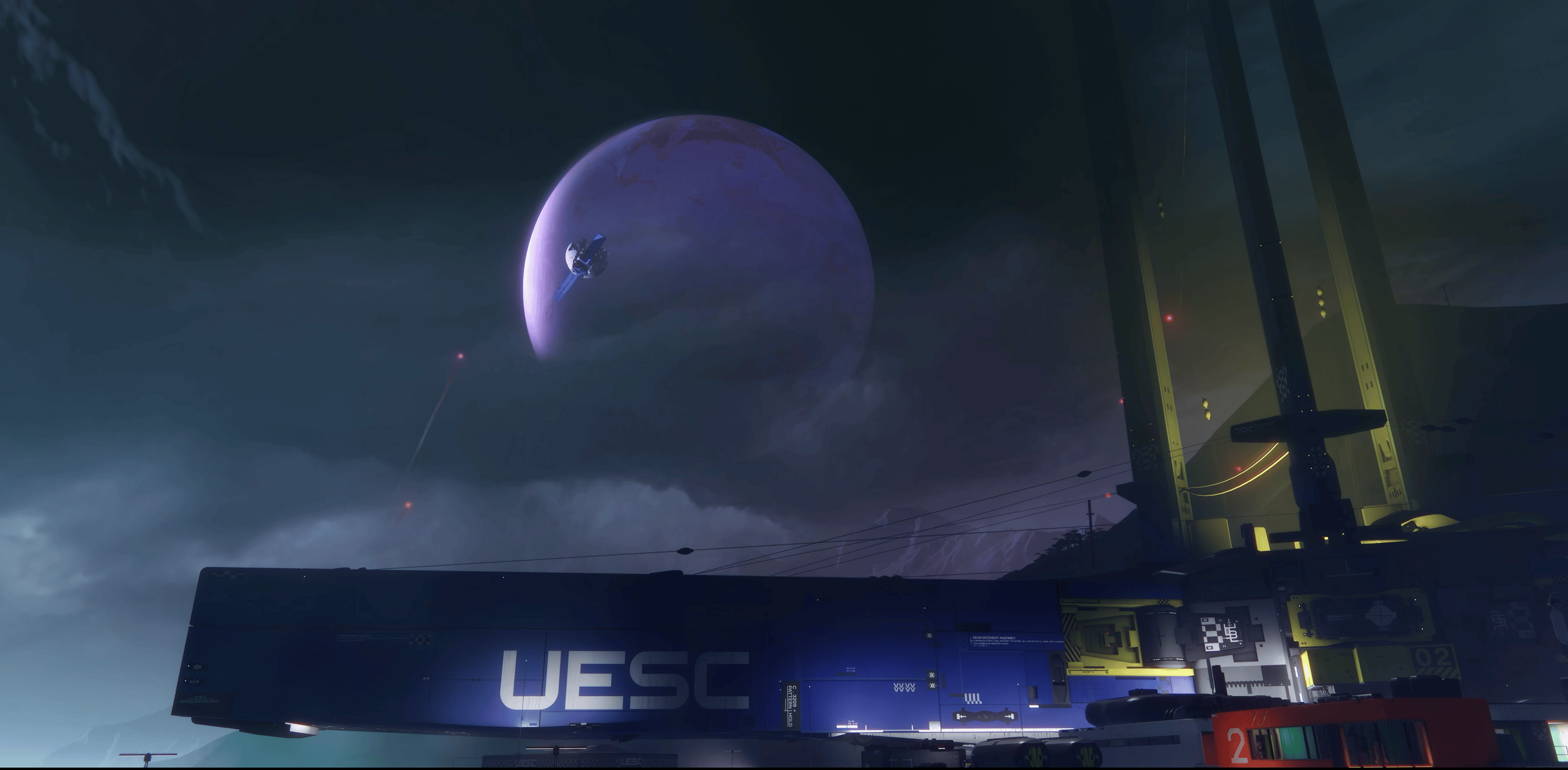 The Marathon ship hangs in orbit above the surface of Tau Ceti IV.