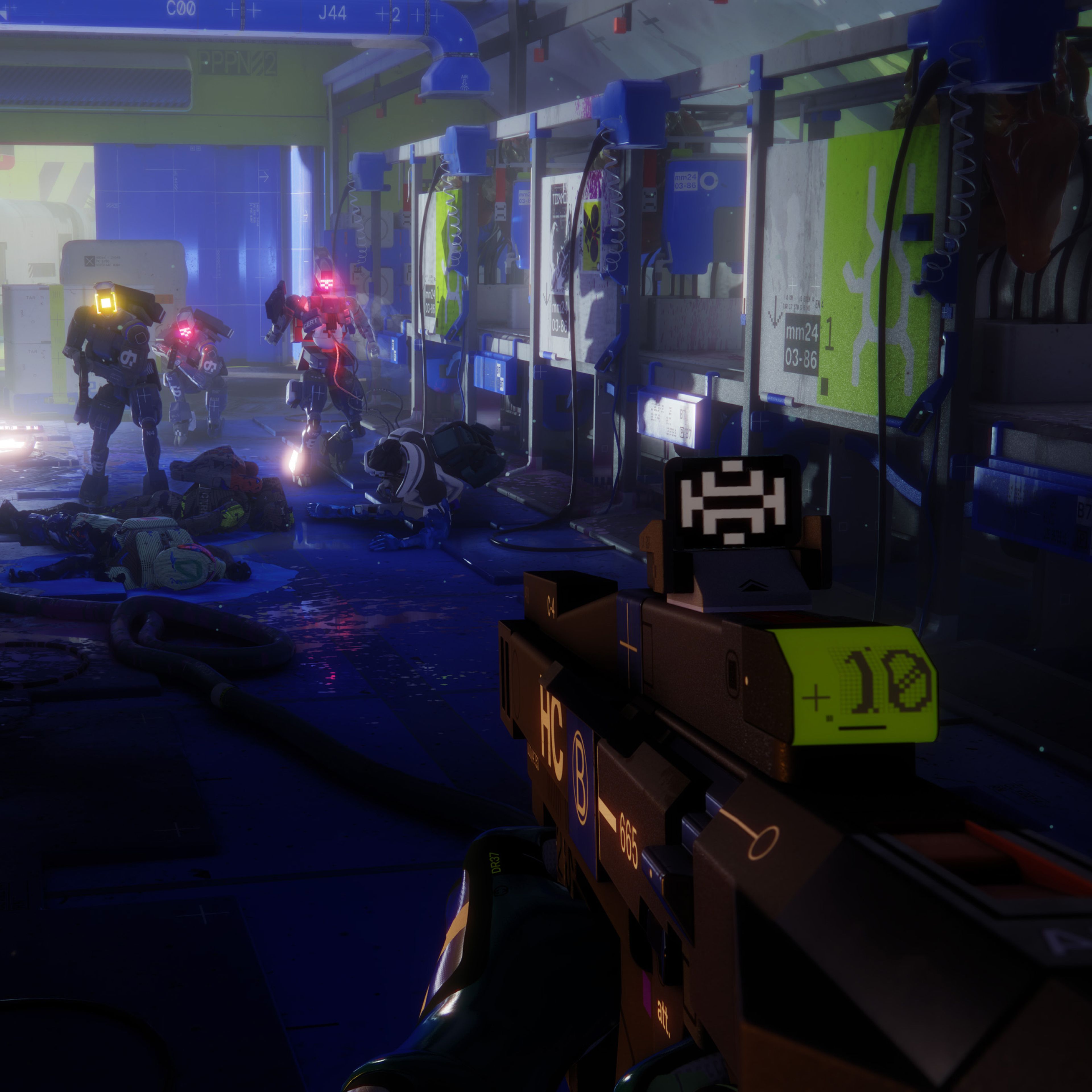 Three UESC enemies Prepare to attack the player.