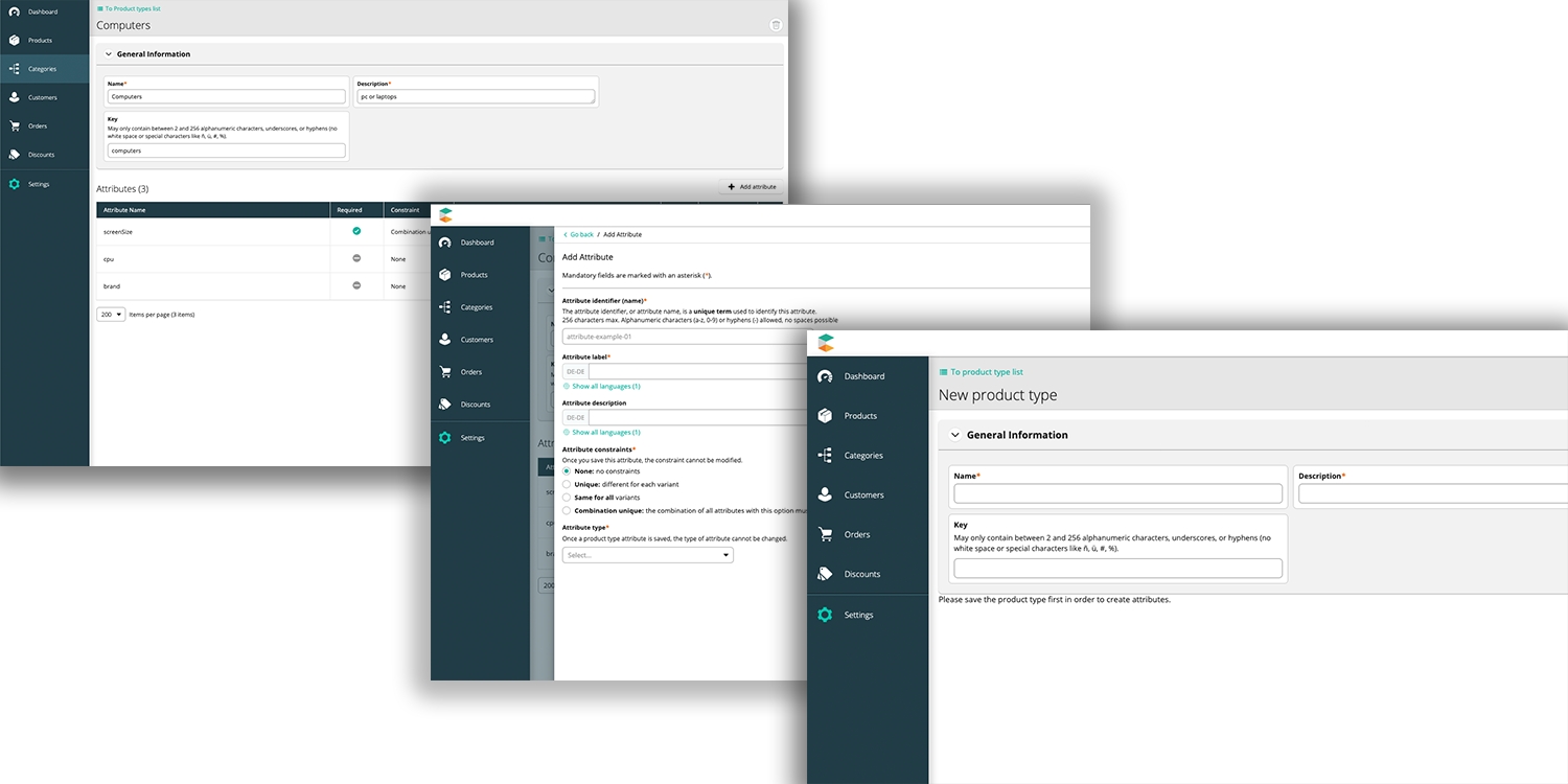 configuring product type and attributes