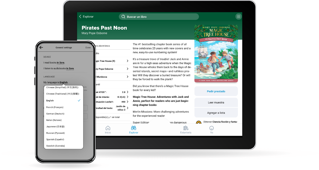 Multilingual interface in up to 10 languages, plus bilingual titles, world language picture books and more​