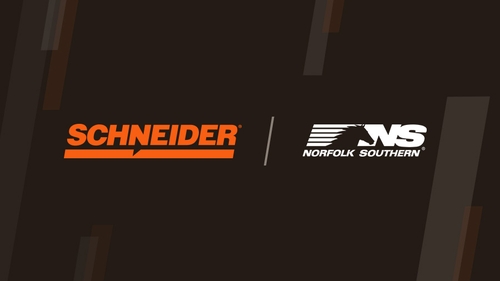 Schneider logo next to the Norfolk Southern logo