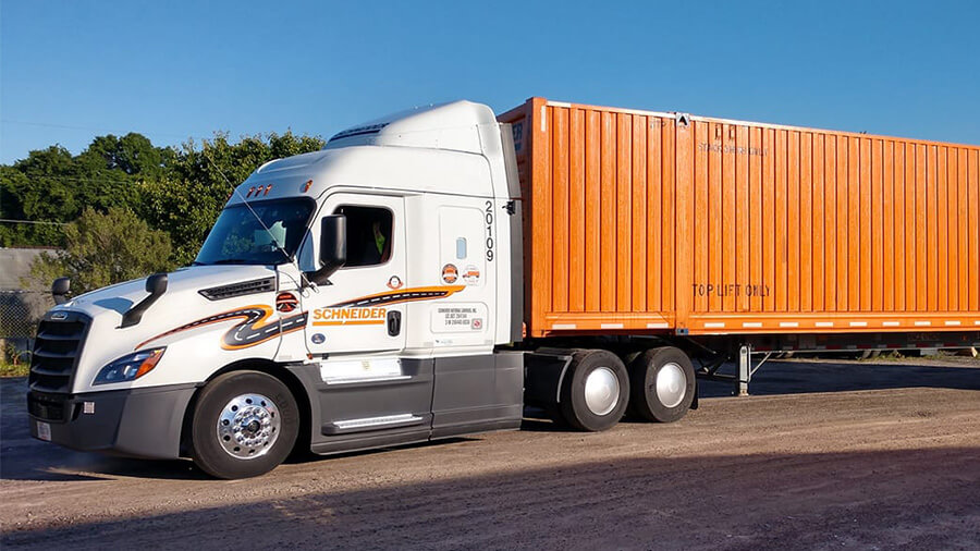 Schneider intermodal truck and container