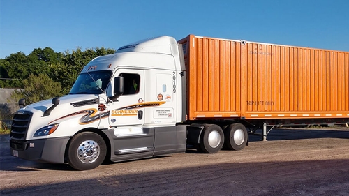 Schneider intermodal truck and container