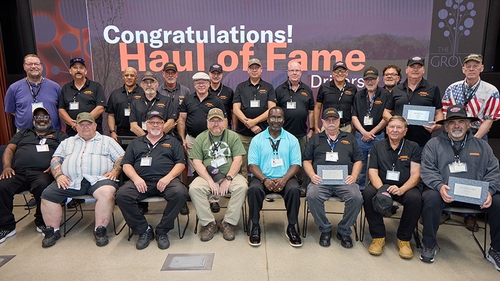 A group of Schneider Haul of Fame drivers