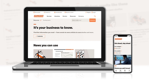 Schneider's refreshed website gives shippers and carriers a great digital experience on both desktop and mobile devices.