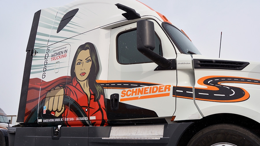 Schneider empowers women with new graphically designed truck.