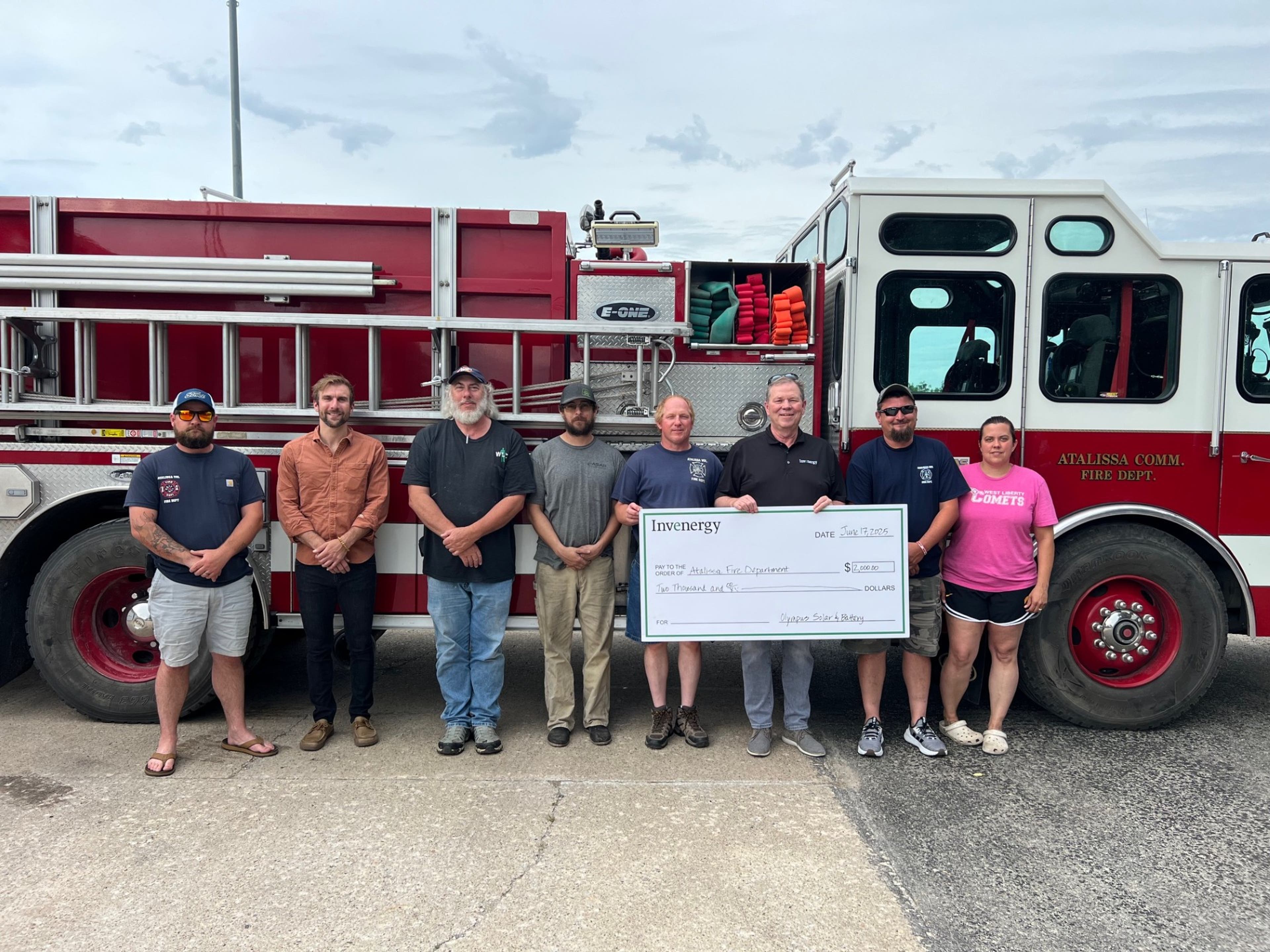 Olympus Solar donates to three Muscatine County Fire Departments