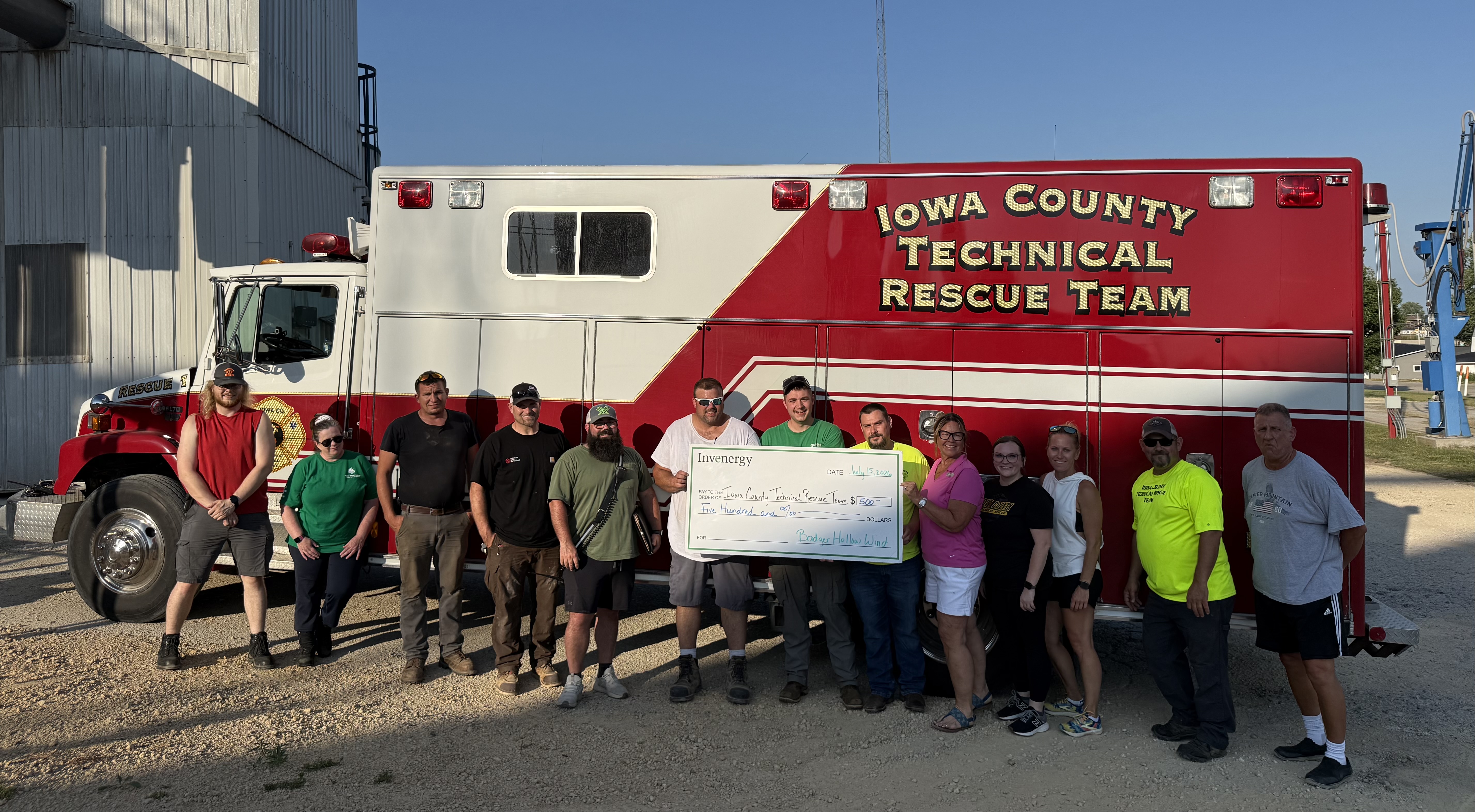 Badger Hollow Wind sponsors Iowa County Tech Rescue Team