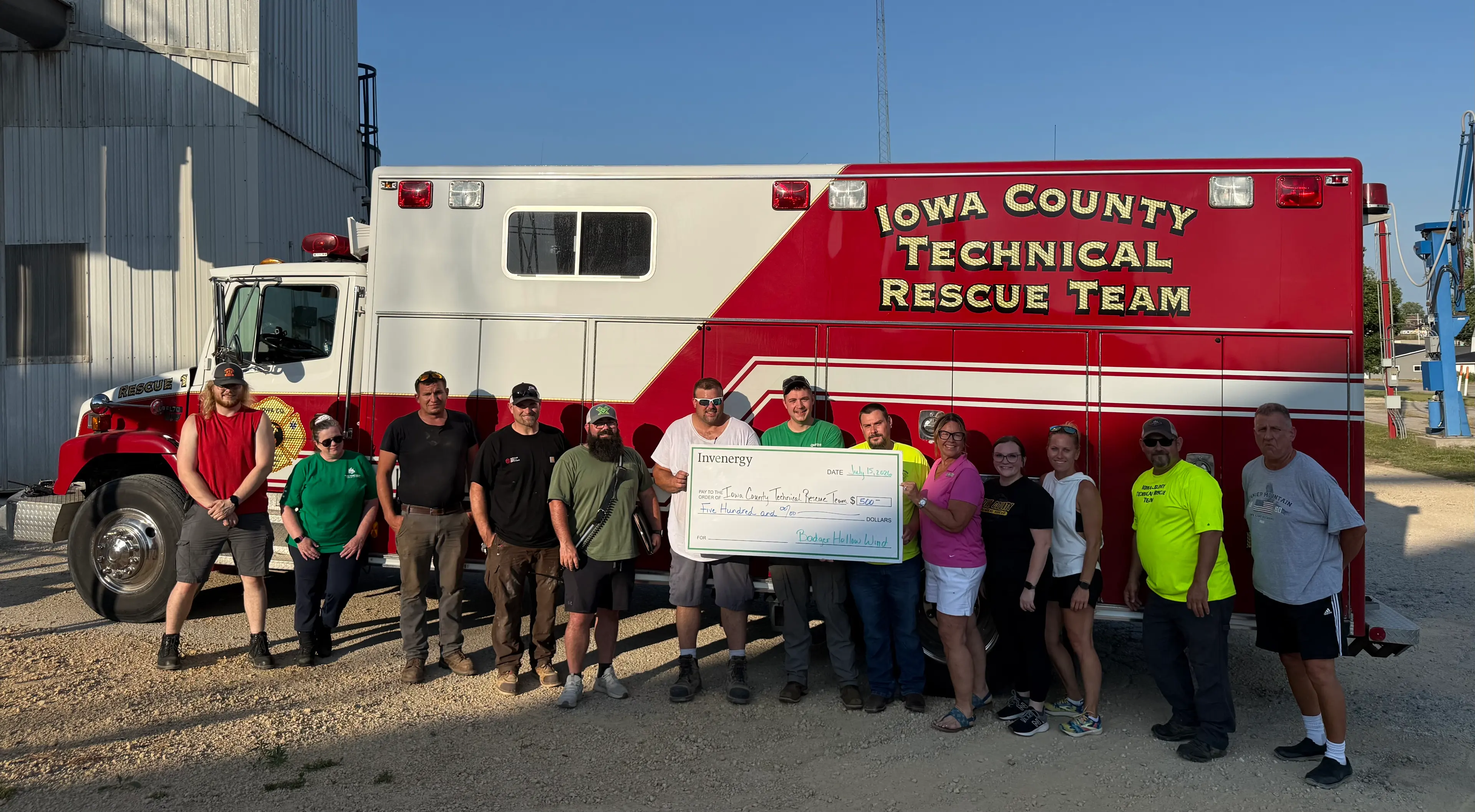 Badger Hollow Wind sponsors Iowa County Tech Rescue Team