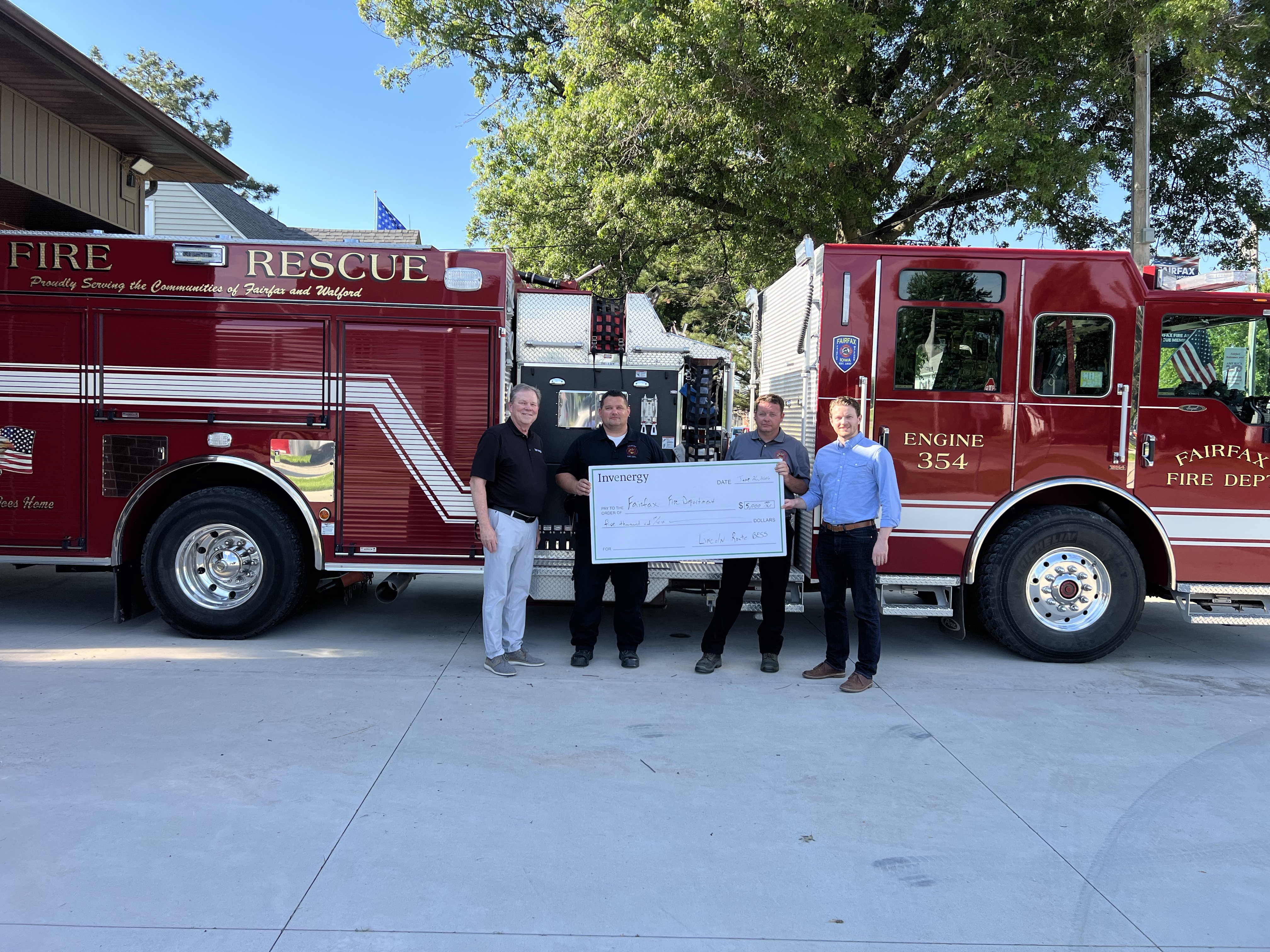 Invenergy donates to Atkins and Fairfax Fire Departments
