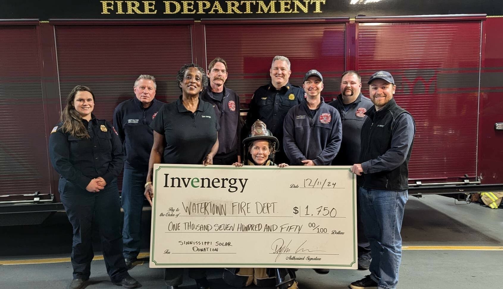 Sinnisippi Solar donates to three local fire departments